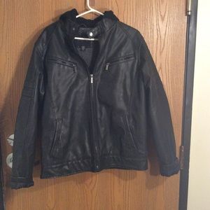 Structure women’s black hoodie leather jacket xl
